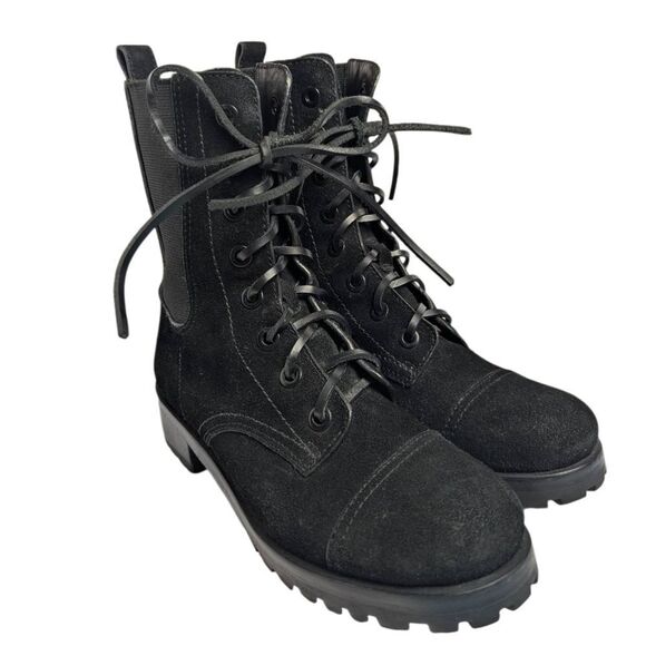 Tory Burch Shoes - Tory Burch Broome Black Suede Leather lace-up Combat Boots Womens 6